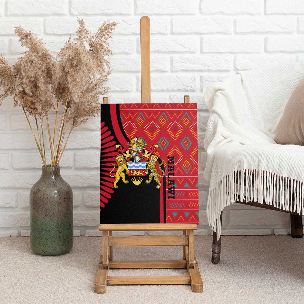 Malawi Patterns African Canvas Wall Art Blended with Flag Colors and National Emblem