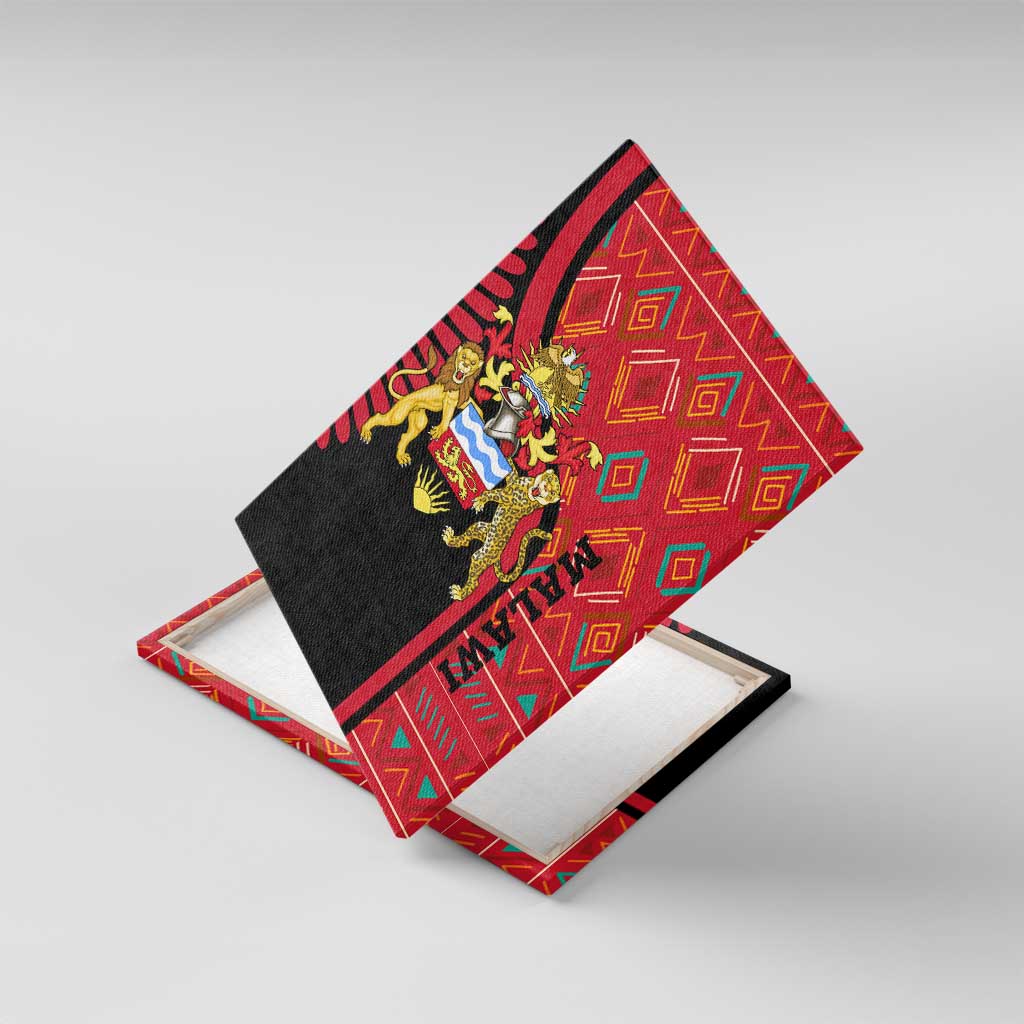 Malawi Patterns African Canvas Wall Art Blended with Flag Colors and National Emblem