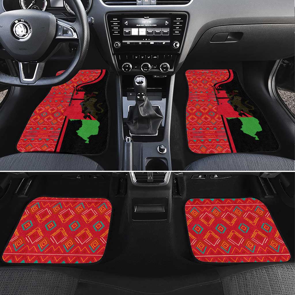 Malawi Patterns African Car Mats Blended with Flag Colors and National Emblem