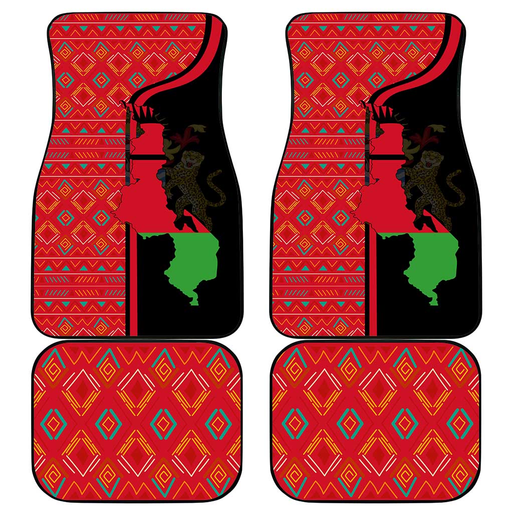 Malawi Patterns African Car Mats Blended with Flag Colors and National Emblem
