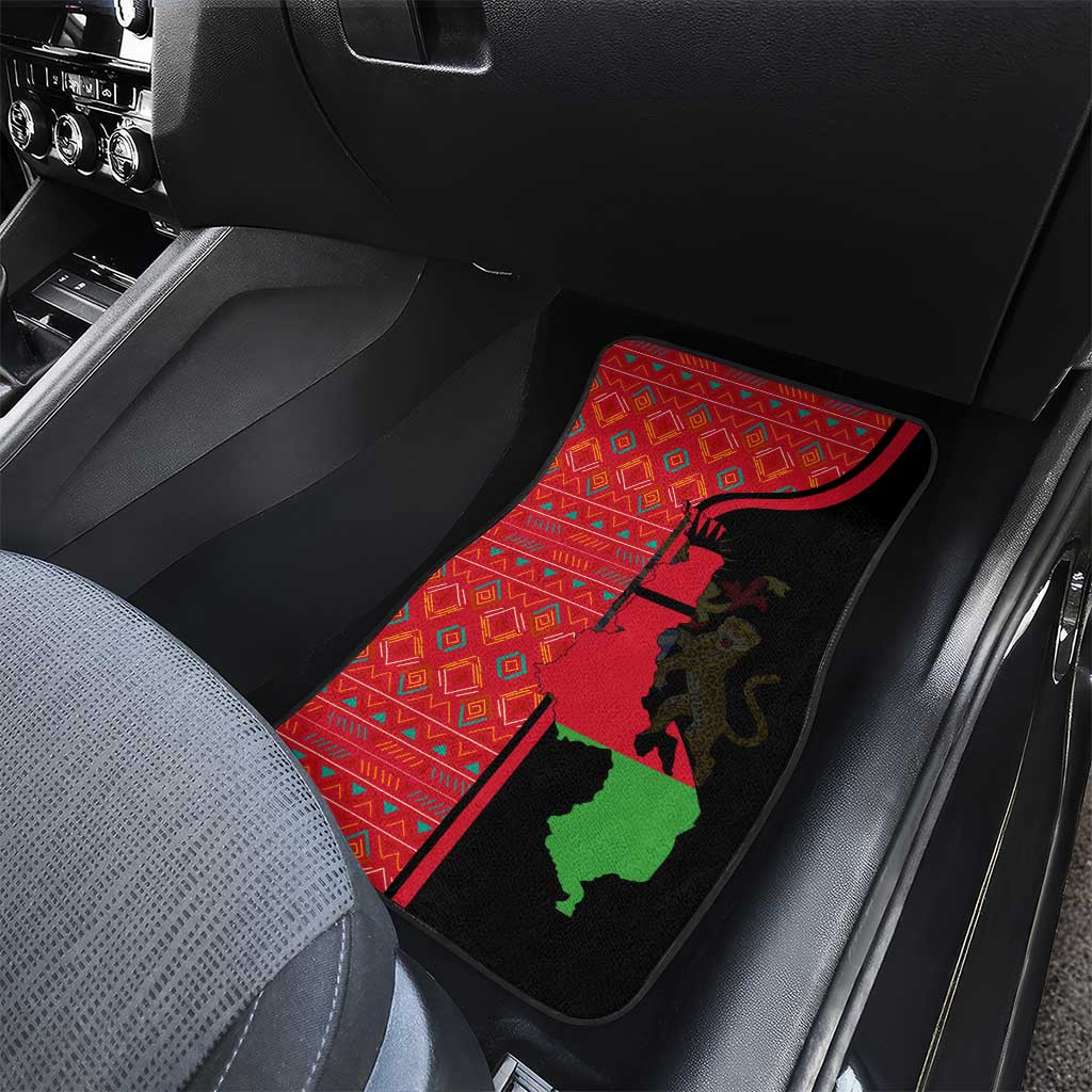 Malawi Patterns African Car Mats Blended with Flag Colors and National Emblem