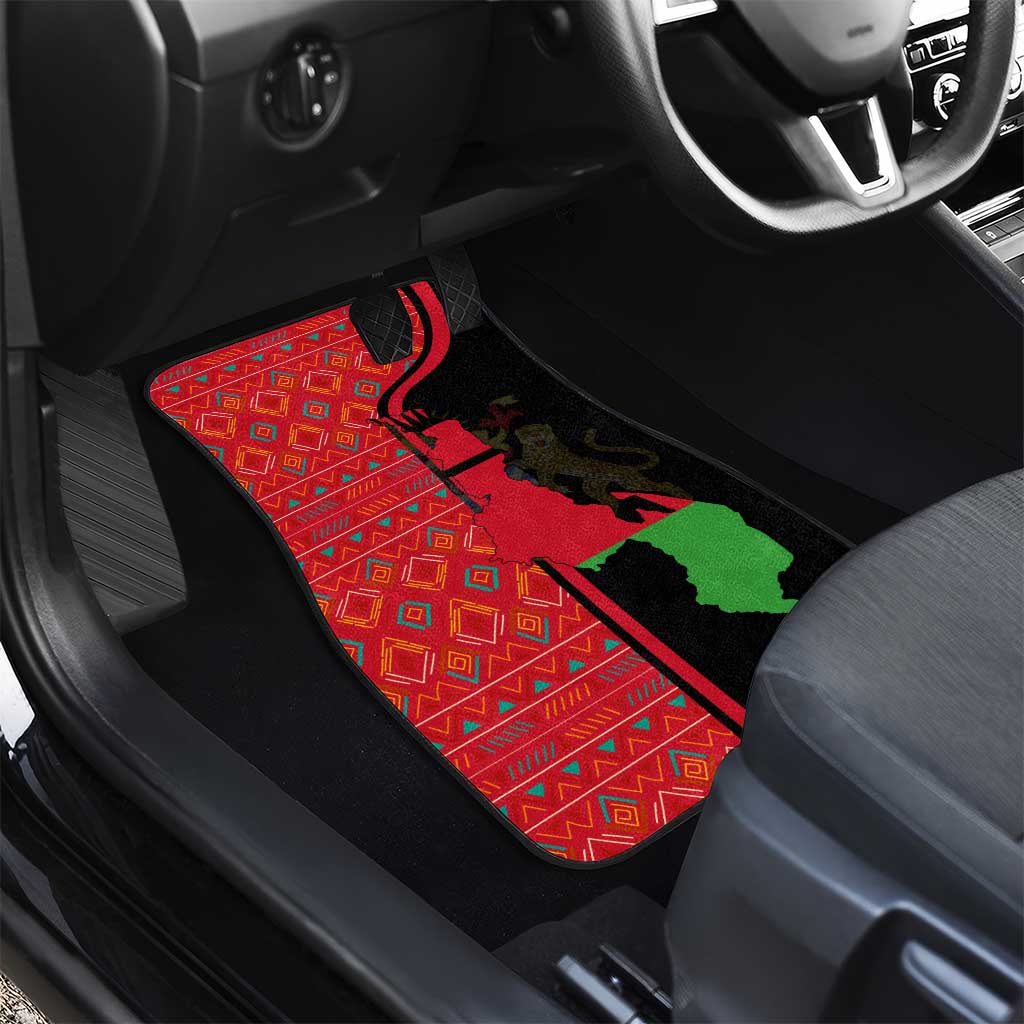Malawi Patterns African Car Mats Blended with Flag Colors and National Emblem