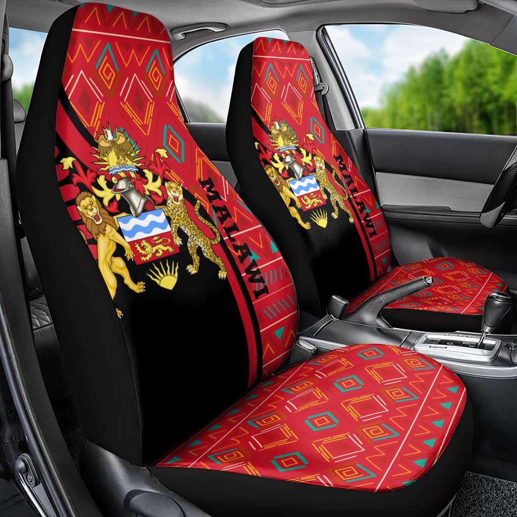 Malawi Patterns African Car Seat Cover Blended with Flag Colors and National Emblem
