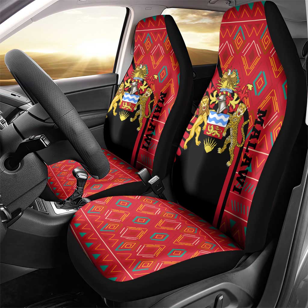 Malawi Patterns African Car Seat Cover Blended with Flag Colors and National Emblem