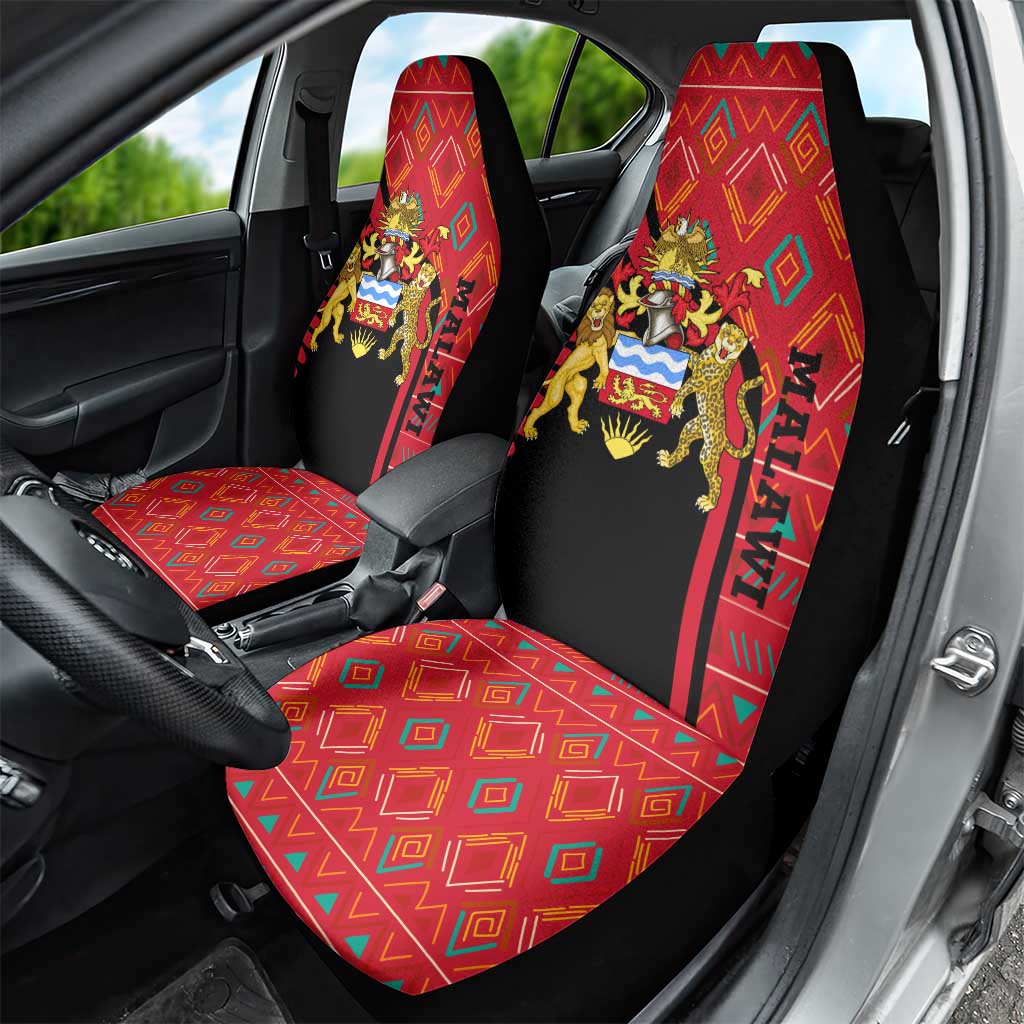 Malawi Patterns African Car Seat Cover Blended with Flag Colors and National Emblem
