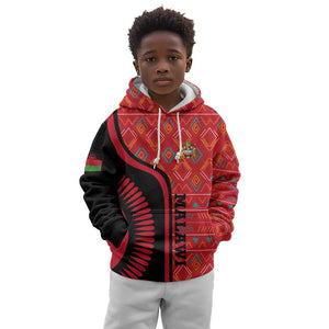 Malawi Patterns African Kid Hoodie Blended with Flag Colors and National Emblem