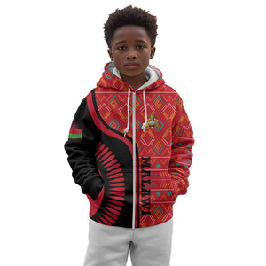 Malawi Patterns African Kid Hoodie Blended with Flag Colors and National Emblem