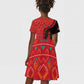 Malawi Patterns African Kid Short Sleeve Dress Blended with Flag Colors and National Emblem
