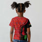 Malawi Patterns African Kid T shirt Blended with Flag Colors and National Emblem
