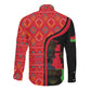Malawi Patterns African Long Sleeve Button Shirt Blended with Flag Colors and National Emblem