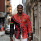 Malawi Patterns African Long Sleeve Button Shirt Blended with Flag Colors and National Emblem