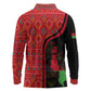 Malawi Patterns African Long Sleeve Polo Shirt Blended with Flag Colors and National Emblem