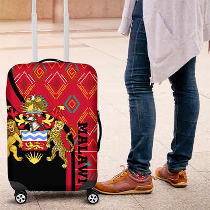 Malawi Patterns African Luggage Cover Blended with Flag Colors and National Emblem