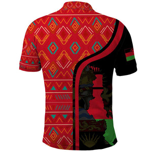 Malawi Patterns African Polo Shirt Blended with Flag Colors and National Emblem