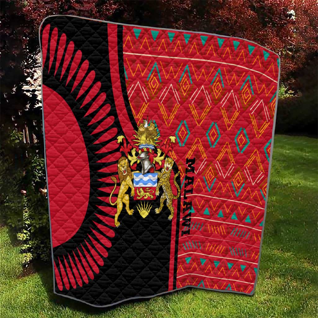 Malawi Patterns African Quilt Blended with Flag Colors and National Emblem