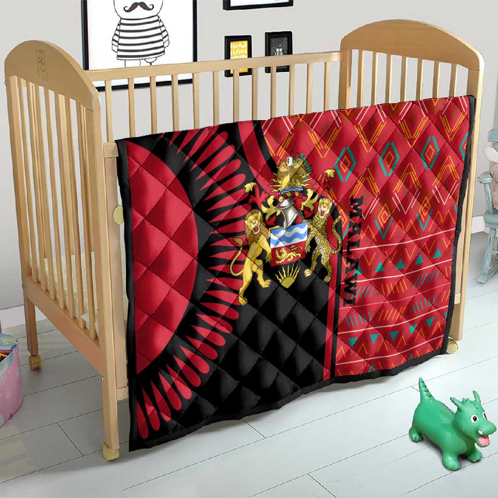 Malawi Patterns African Quilt Blended with Flag Colors and National Emblem