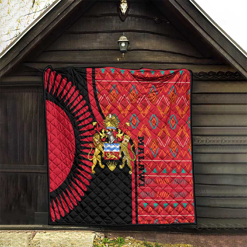 Malawi Patterns African Quilt Blended with Flag Colors and National Emblem