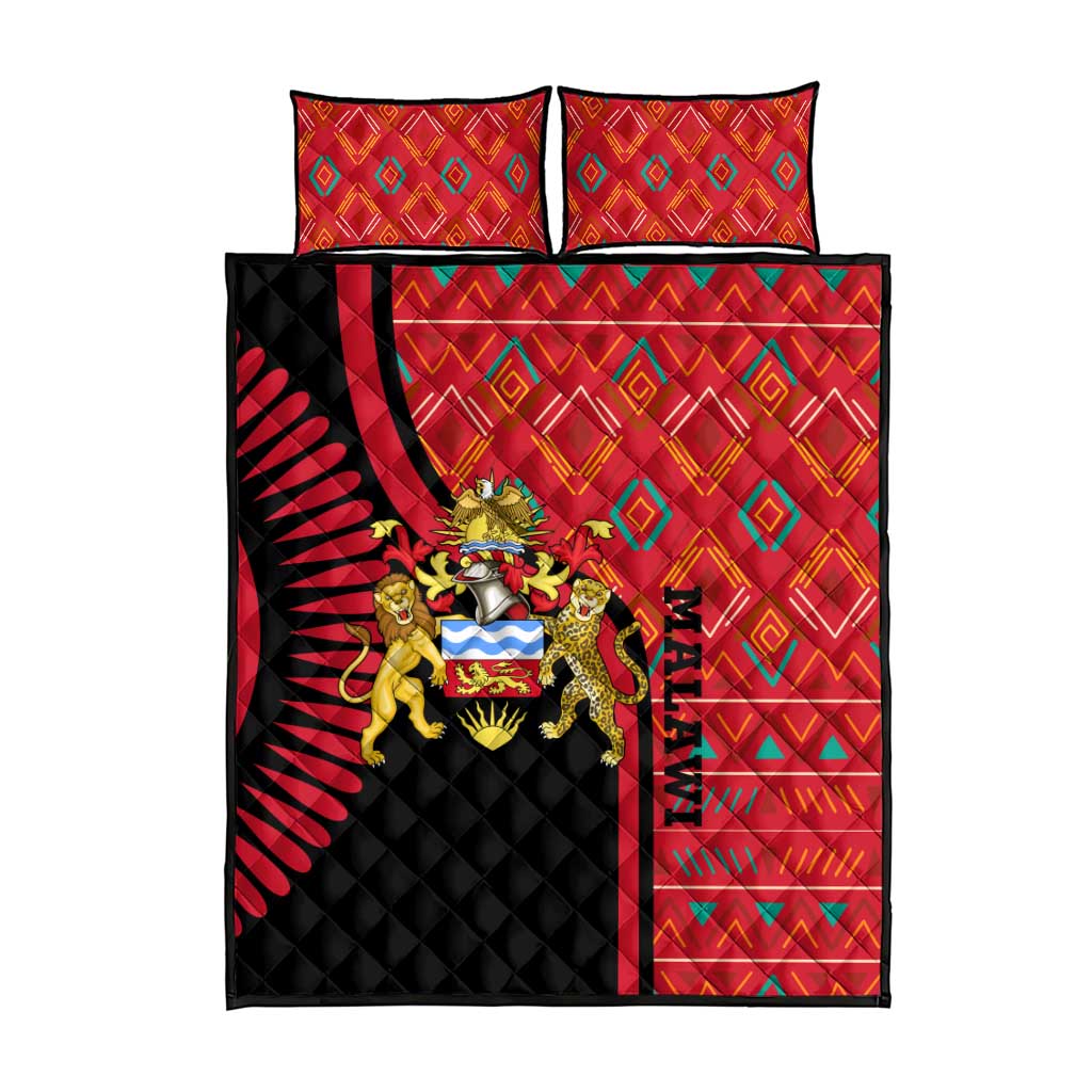 Malawi Patterns African Quilt Bed Set Blended with Flag Colors and National Emblem