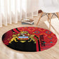 Malawi Patterns African Round Carpet Blended with Flag Colors and National Emblem