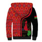 Malawi Patterns African Sherpa Hoodie Blended with Flag Colors and National Emblem