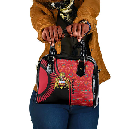 Malawi Patterns African Shoulder Handbag Blended with Flag Colors and National Emblem