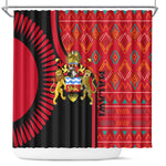Malawi Patterns African Shower Curtain Blended with Flag Colors and National Emblem