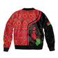Malawi Patterns African Sleeve Zip Bomber Jacket Blended with Flag Colors and National Emblem