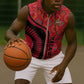 Malawi Patterns African Sleeveless Zip Hoodie Blended with Flag Colors and National Emblem - African Pride