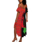 Malawi Patterns African Summer Maxi Dress Blended with Flag Colors and National Emblem