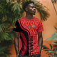 Malawi Patterns African T shirt Blended with Flag Colors and National Emblem