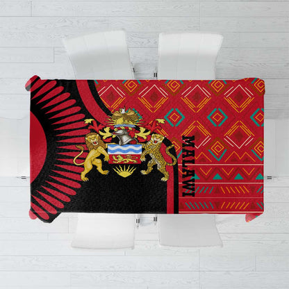 Malawi Patterns African Tablecloth Blended with Flag Colors and National Emblem