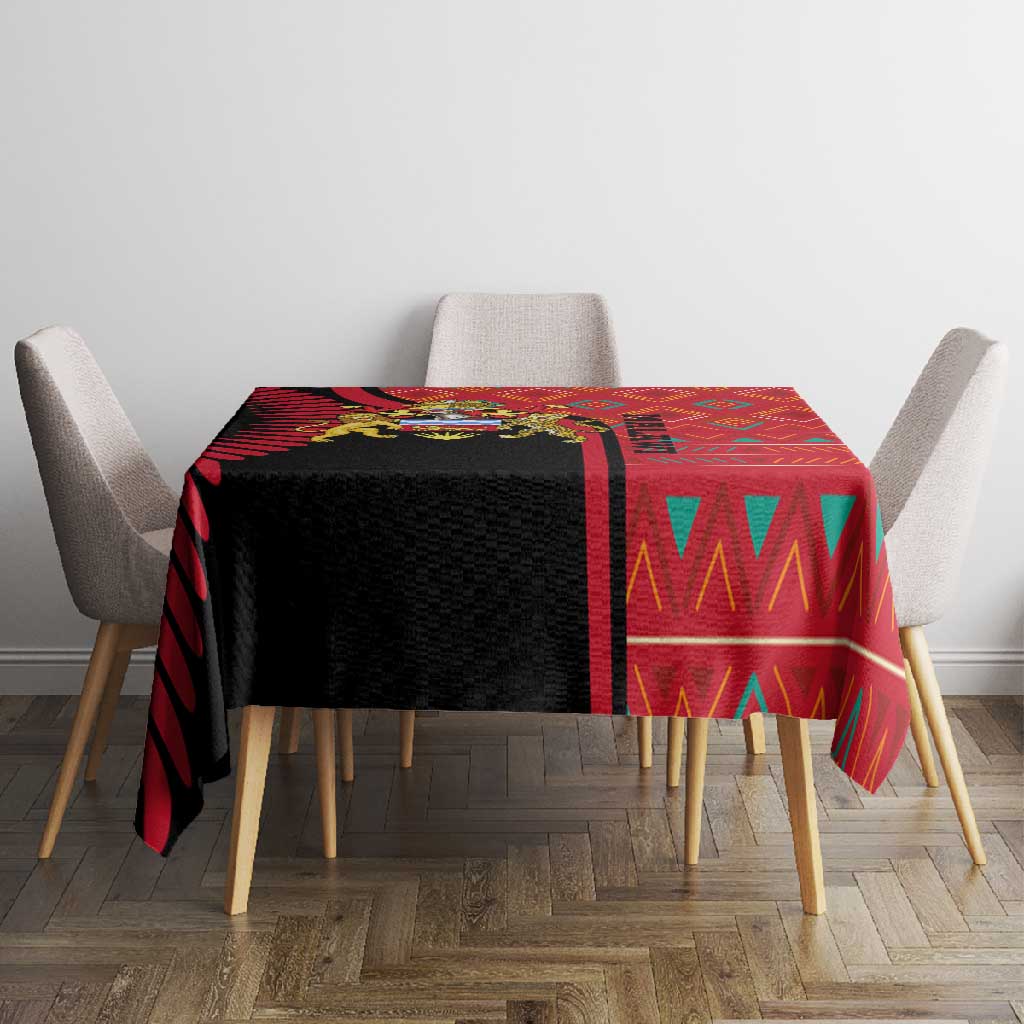 Malawi Patterns African Tablecloth Blended with Flag Colors and National Emblem