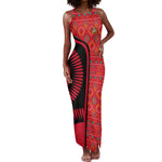 Malawi Patterns African Tank Maxi Dress Blended with Flag Colors and National Emblem