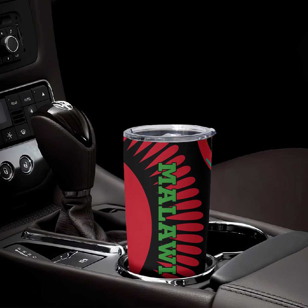 Malawi Patterns African Tumbler Cup Blended with Flag Colors and National Emblem