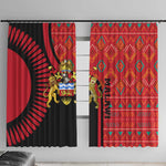 Malawi Patterns African Window Curtain Blended with Flag Colors and National Emblem