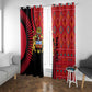 Malawi Patterns African Window Curtain Blended with Flag Colors and National Emblem