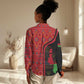 Malawi Patterns African Women Casual Shirt Blended with Flag Colors and National Emblem
