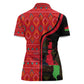 Malawi Patterns African Women Polo Shirt Blended with Flag Colors and National Emblem