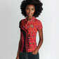 Malawi Patterns African Women Polo Shirt Blended with Flag Colors and National Emblem