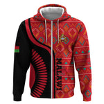 Malawi Patterns African Zip Hoodie Blended with Flag Colors and National Emblem