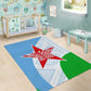 Djibouti Area Rug Flag Tribal Motifs and Red Star Symbol of Unity