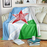 Djibouti Blanket Flag Tribal Motifs and Red Star Symbol of Unity