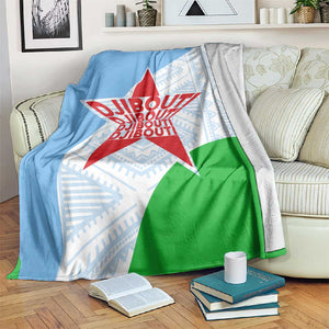 Djibouti Blanket Flag Tribal Motifs and Red Star Symbol of Unity