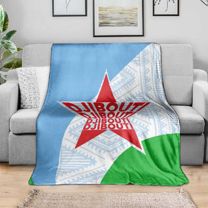 Djibouti Blanket Flag Tribal Motifs and Red Star Symbol of Unity