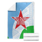 Djibouti Blanket Flag Tribal Motifs and Red Star Symbol of Unity