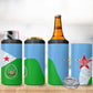 Djibouti 4 in 1 Can Cooler Tumbler Flag Tribal Motifs and Red Star Symbol of Unity