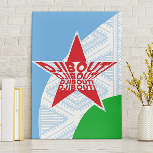 Djibouti Canvas Wall Art Flag Tribal Motifs and Red Star Symbol of Unity