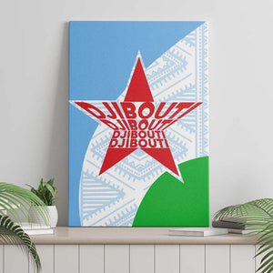Djibouti Canvas Wall Art Flag Tribal Motifs and Red Star Symbol of Unity