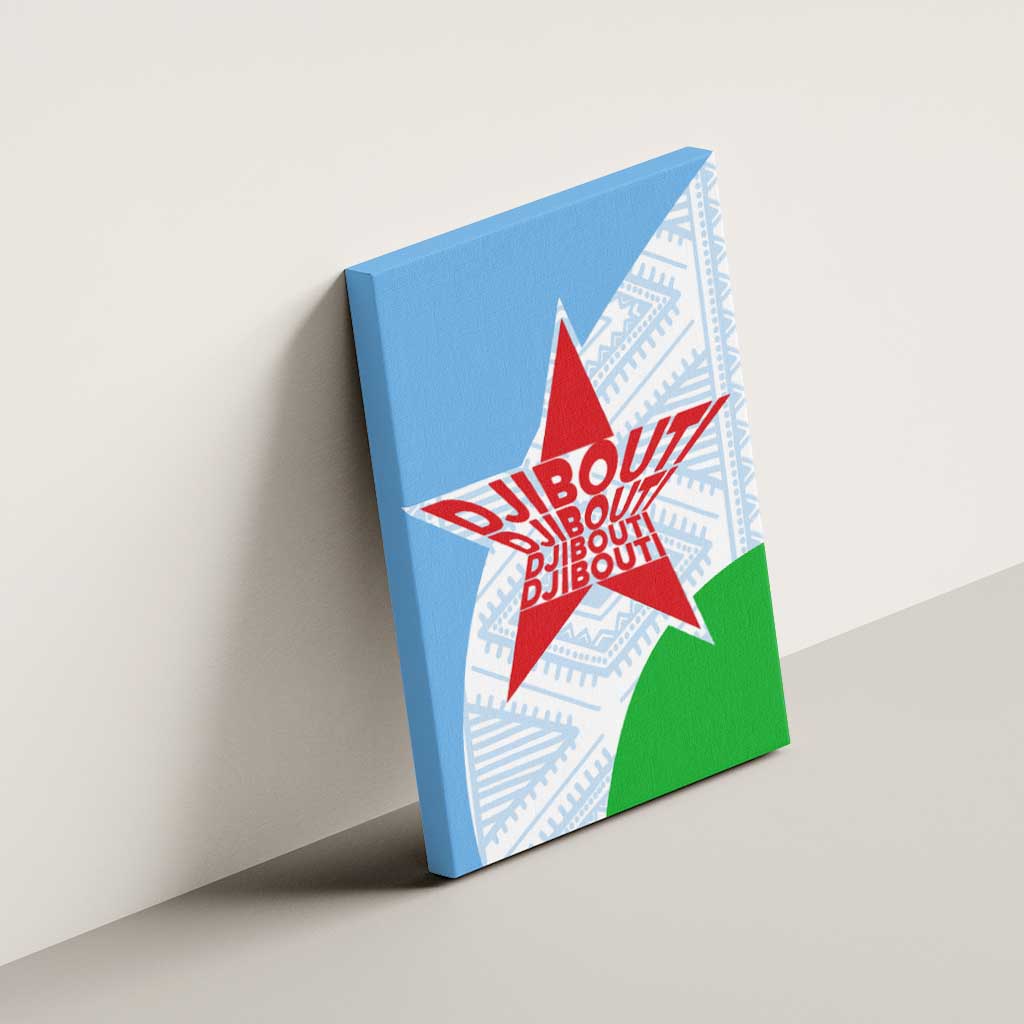 Djibouti Canvas Wall Art Flag Tribal Motifs and Red Star Symbol of Unity