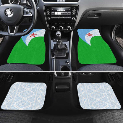 Djibouti Car Mats Flag Tribal Motifs and Red Star Symbol of Unity